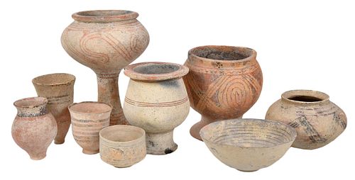 Nine Pieces Bang Chiang and Indus Valley pottery 
