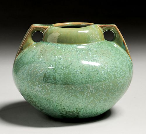Fulper Pottery Two-Handled Leopardskin Crystalline Vase c1910s