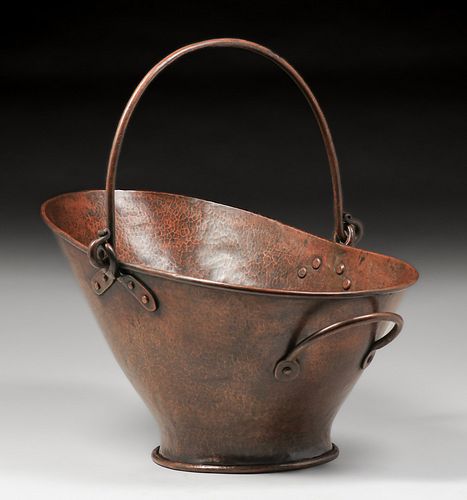 Dirk van Erp Hammered Copper Coal Bucket c1913-1914