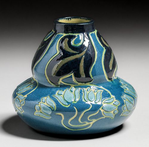 Avon Faience Co – Tiltonsville, OH Carved Vase c1902