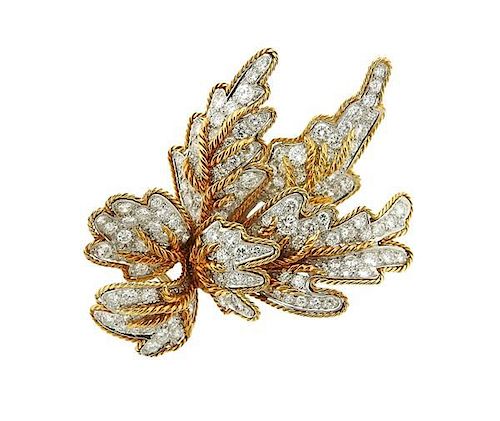 18k Gold  Diamond Large Brooch Pin