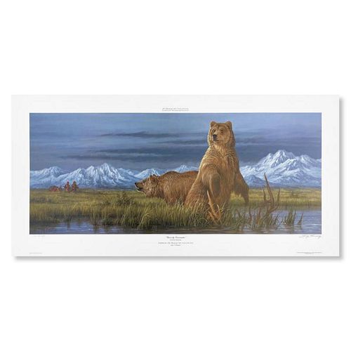 Larry Fanning (1938-2014), "Grizzly Encounter (NRA Edition)" Hand Signed Limited Edition Lithograph with letter of authenticity.