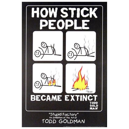 How Stick People Became Extinct Collectible Lithograph Hand Signed by Renowned Pop Artist Todd Goldman!