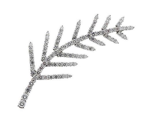 Tiffany &amp; Co Platinum Diamond Feather Brooch Pin