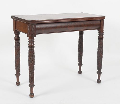 American Empire Carved Mahogany Card Table