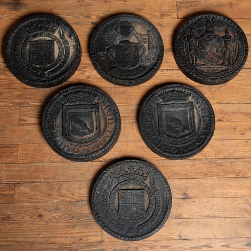 Group of Six Cast-Iron Coat-of-Arms