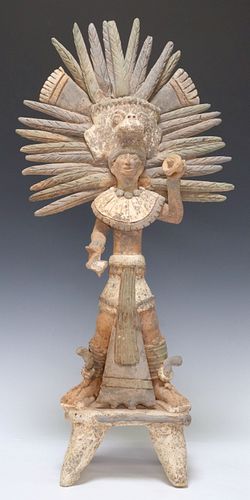 PRECOLUMBIAN STYLE INAN CLAY PRIEST SCULPTURE