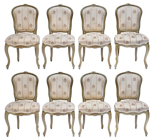 Set of Eight Louis XV Style Painted Side Chairs