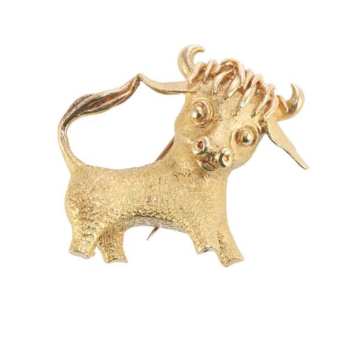 Bvlgari Vintage 18k Gold Taurus Zodiac Bull Brooch Pin