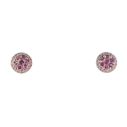 Kallati Pink Sapphire Diamond Rose Gold Stud Earrings