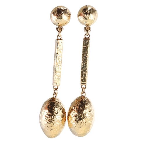 1970s Italian Modernist 18k Gold Nugget Drop Earrings