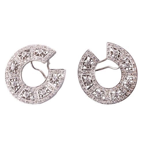 18k Gold Diamond Open Circle Earrings
