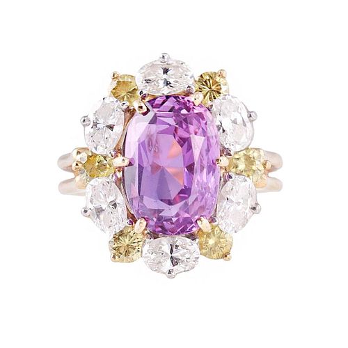 Oscar Heyman 7.23ct Purple Sapphire Diamond Gold Platinum Ring