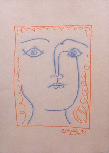 Pablo Picasso, Attributed: Visage d'une Femme