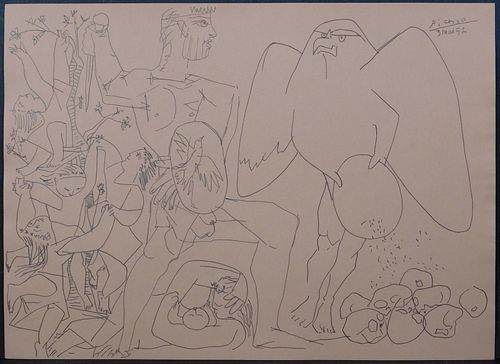 Style of Pablo Picasso:  Mythological Scene (Battle of War and Peace