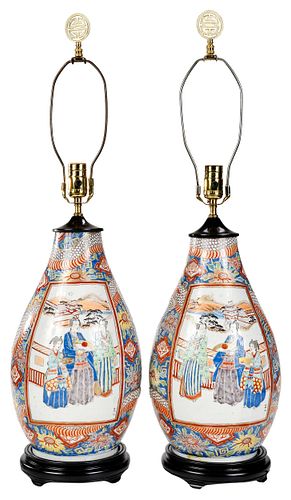 Pair of Japanese Porcelain Vases as Lamps