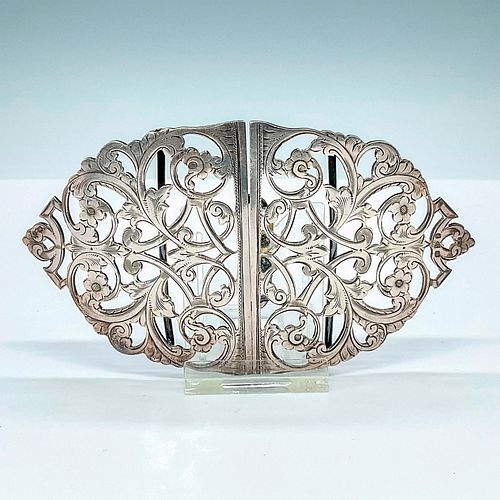 Antique Two Piece Sterling Silver Belt Buckle
