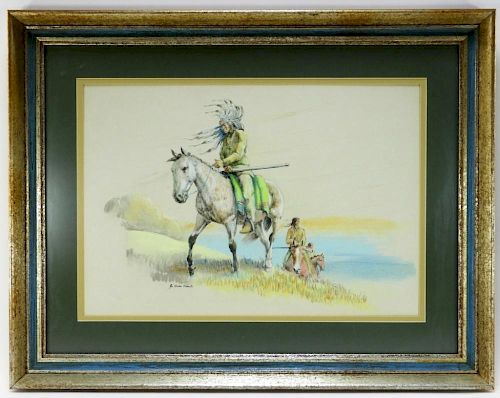 Joe Roberts Native Americans on Horseback Painting