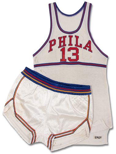 Historic 1959-60 Wilt Chamberlain Philadelphia Warriors Rookie Game Worn Home Uniform (Full Season incl. Playoffs) with Several Photomatches! Ã¢â‚¬â€œ