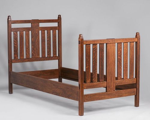Limbert Custom Oak Twin Bed 1910