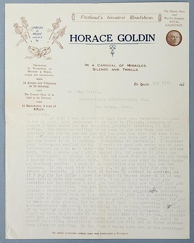 Scathing TLS from Horace Goldin to John A. Petrie.