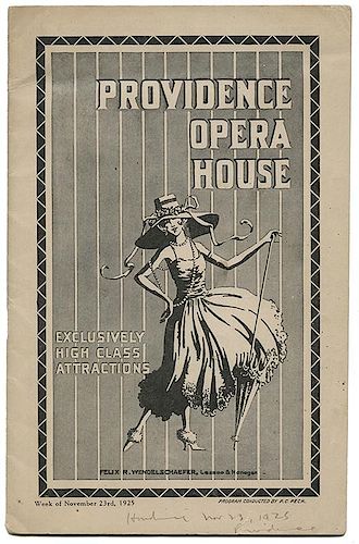 Providence Opera House Program. Houdini, Harry (Ehrich Weiss).