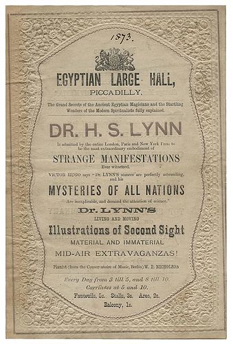 Egyptian Large Hall Program. Strange Manifestations, Mysteries of All Nations, Illustrations of Second Sight.