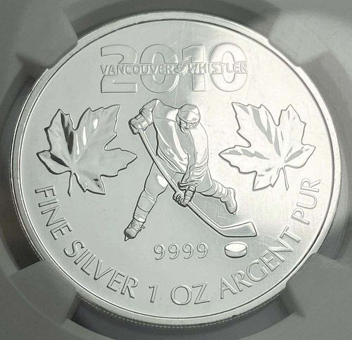2010 Canada $5 Vancouver Olympics 1 ozt .9999 Silver NGC MS69