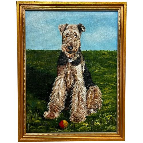  AIREDALE TERRIER OIL PAINTING