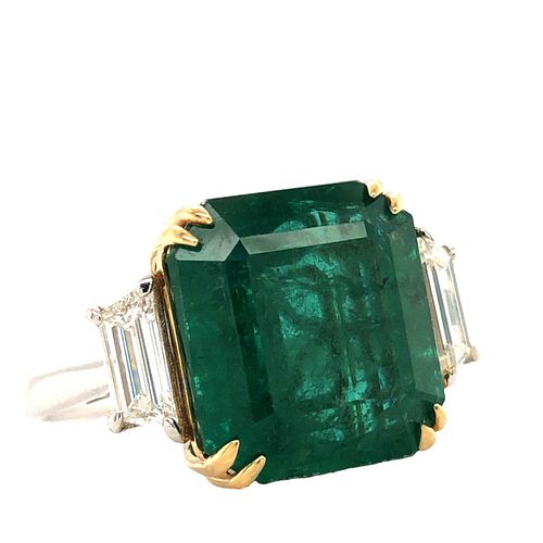 Extraordinary 12.7CT GIA Emerald and Diamond Ring