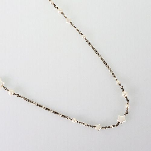 CHANEL COCO MARK FAUX PEARL LONG NECKLACE