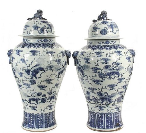 PAIR OF CHINESE TEMPLE URNS