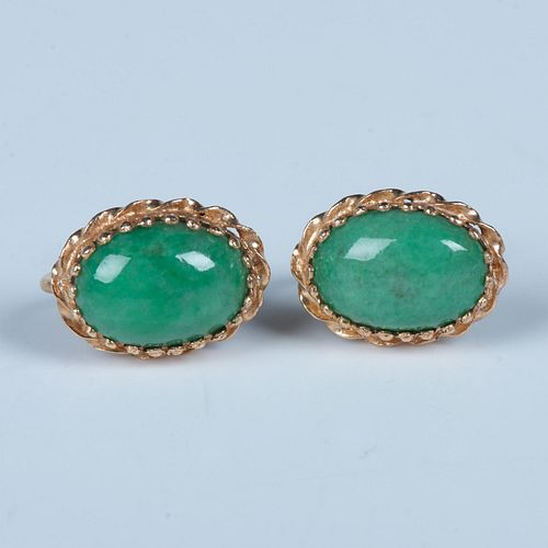 Russian Jade and Gold Earrings