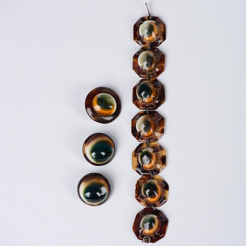 4pc Operculum Shell Bracelet, Earrings and Pin