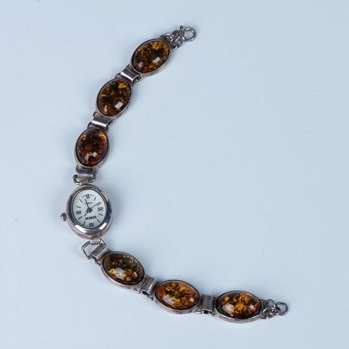Sterling Silver and Baltic Amber Watch