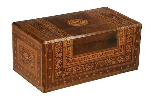 EARLY SPANISH MARQUETRY TRUNK