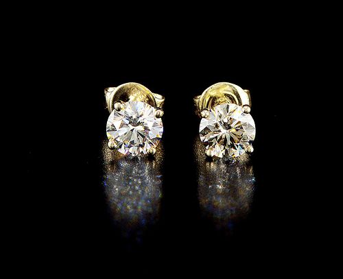 14k Yellow gold 1.61ctw Diamond Earrings