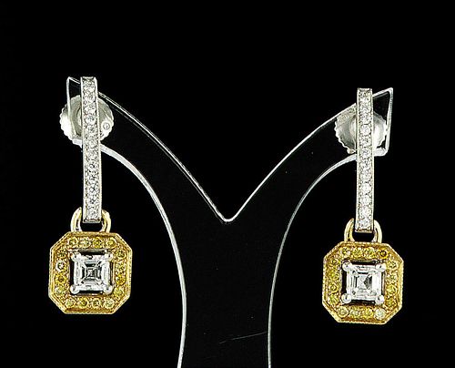 18kt White & Yellow Gold 1ctw Diamond Earrings