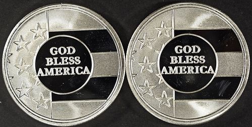 (2) 1 OZ .999 SILVER GOD BLESS AMERICA ROUNDS