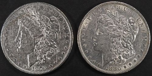 1879 & 1880 MORGAN DOLLARS AU