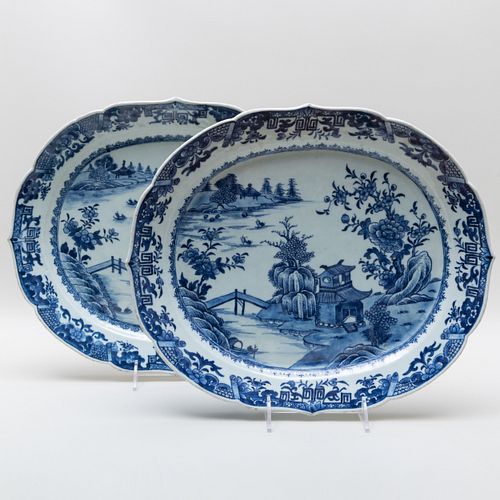 Pair of Large Chinese Blue and White Porcelain Dishes