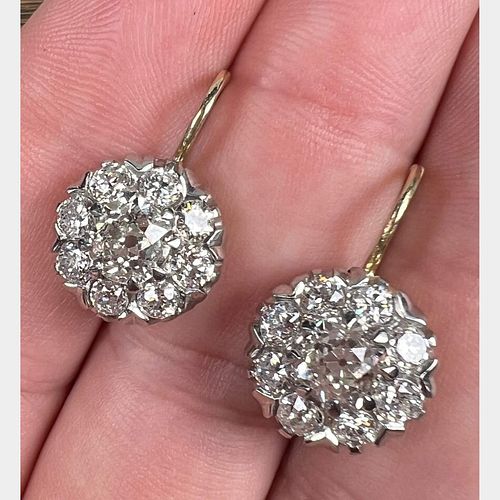 18K & Platinum 4.21 Ct. Diamond Earrings