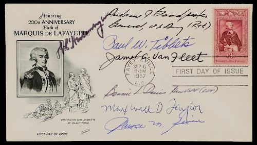 FIRST DAY COVER SIGNED BY (6) US GENERALS & ENOLA GAY PILOT