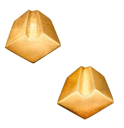 Claude Chavent Paris Geometric Earrings In Sterling With 18Kt Gold Vermeil