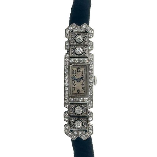 Art Deco Platinum Ladies Watch With 2.50 Cts in Diamonds