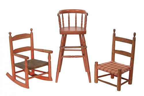 (3) DIFFERENT 19TH C. COUNTRY SHERATON CHILDREN'S CHAIRS