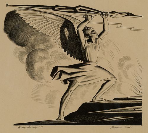 Rockwell Kent (Am. 1882-1971), "Glory Hallelujah" 1944, Lithograph, framed under glass