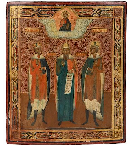 RUSSIAN ICON, THE THREE SELECTED SAINTS