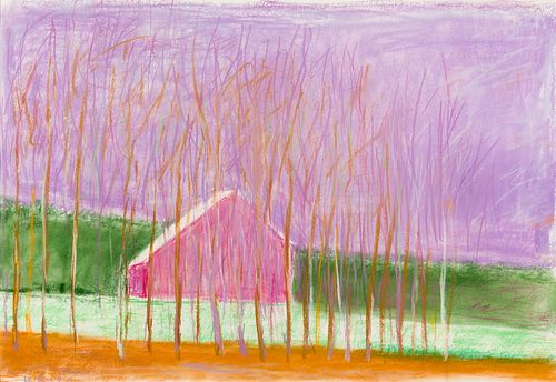 Wolf Kahn (Am. 1927-2020), Purple Barn, Pastel on paper, framed under glass