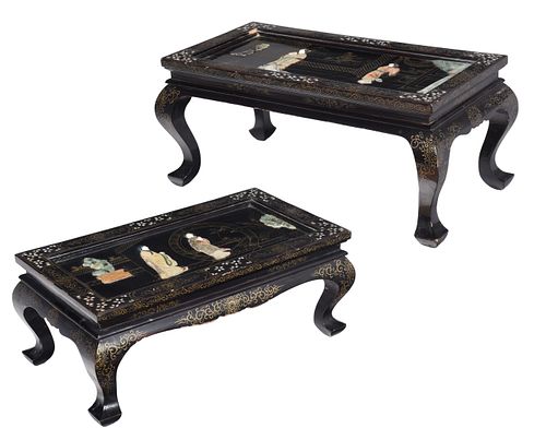 Two Chinese Black Lacquer and Mother of Pearl Inlaid Tables